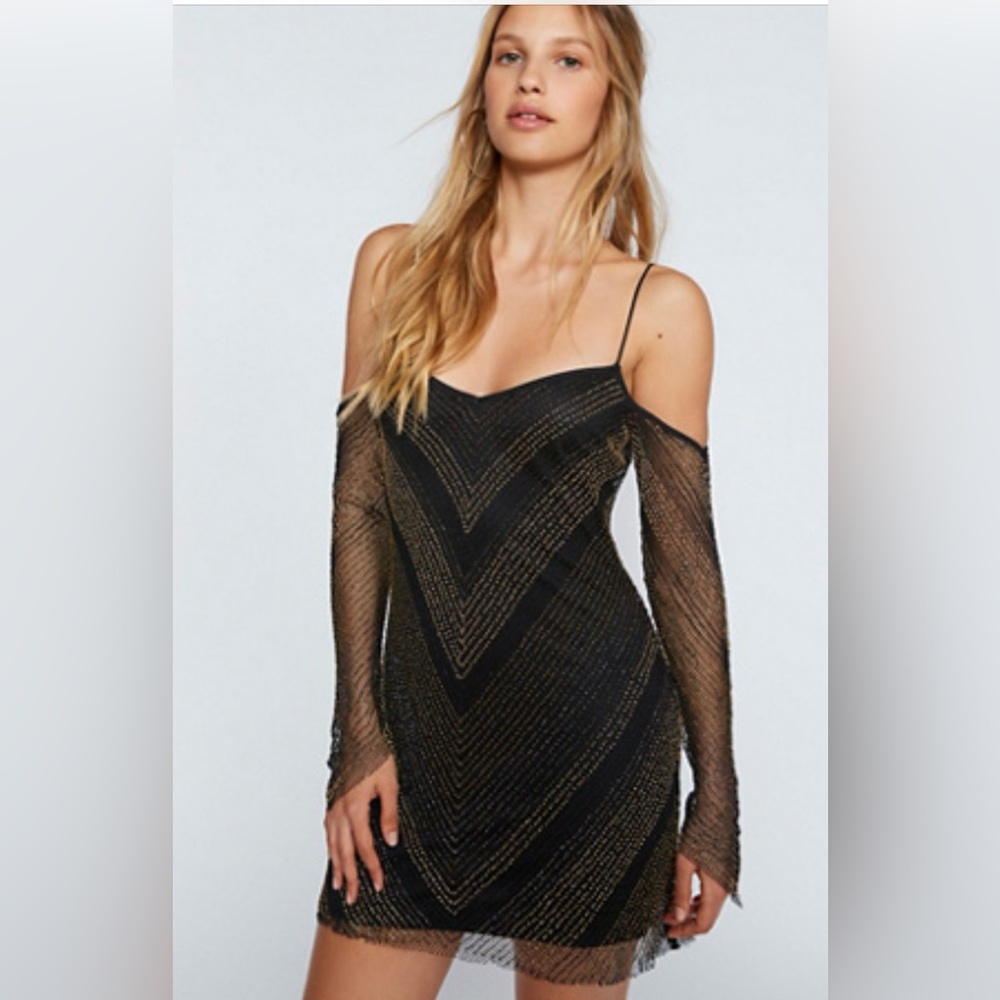 Free People Draw the Line Beaded Dress (Size S)